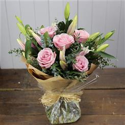 Pink Roses and Oriental Lilies