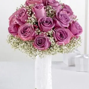 Lavender Rose & Gypsophila Bridal Bouquet
